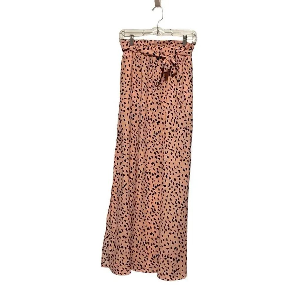 Mainstrip Leopard Print Tie Waist flowy maxi skirt Size Small